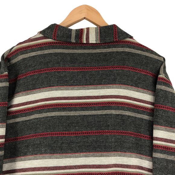 Chicos Design Womens Size 3 US 16 Jacket Cotton Canvas Striped Gray Red - Picture 8 of 16